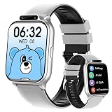 Smart Watch for Kids, 1.85" Fitness Tracker with Heart Rate, Sleep Monitor, IP68 Waterproof Smartwatches with Video Music, Pedometer, Game, NO APP/Phone, Gift for Boys Girls. (Built-in AI, Silver)