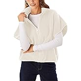 Lianlive Women's Sherpa Fleece Vests Oversized Stand Collar Fuzzy Polar Jacket Casual Zip Up Outerwear Vest with Pockets