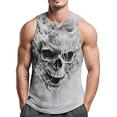 GHUALURU Men’s Skull Tank Top Graphic Sleeveless Shirt Muscle Workout Gym Tank Top Casual Skull Shirts