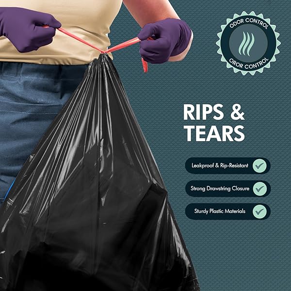 PAMI TALL 13-GALLON KITCHEN DRAWSTRING TRASH BAGS [80-PACK, BLACK] – EXTRA-STRONG PLASTIC GARBAGE BAGS- THICK TRASH CAN LINERS FOR KITCHEN, BATHROOM & OUTDOOR BINS- 2FT X2FT UNSCENTED TRASH BAGS