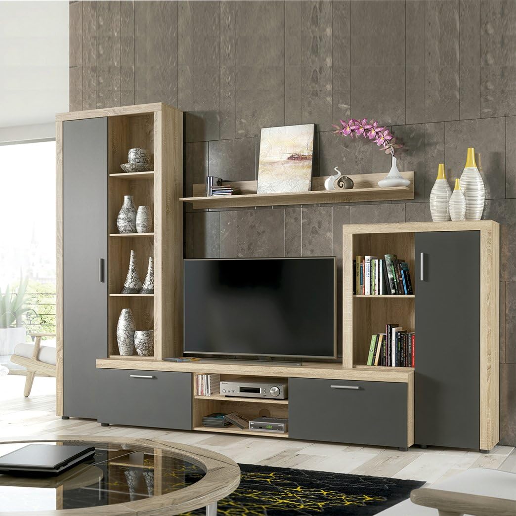 Fabrikit Mueble de salón Comedor Fly 2 módulos Color Blanco y Naturale