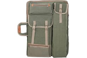 Tanchen 4K Canvas Artist Portfolio Carry Shoulder Bag Multifunctional Drawboard Bags for Drawing Sketching Painting (Army Gre