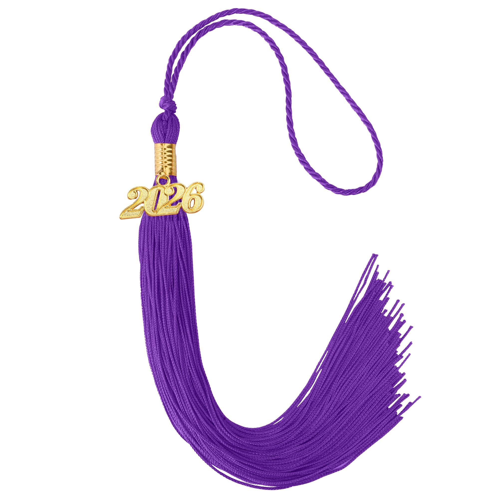 Photo 1 of 2026 Tassel Graduation, Tassels for Graduation Cap 2026, Purple Tassel Cap Decorations with Gold Charms Memorial Cords Graduate Hat Ceremonies Accessories for Class of School Grad Souvenir Gifts