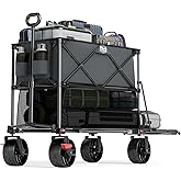 Timber Ridge 400L Folding Double Decker Wagon with Brakes, 54" Extra Long | Extender Wagon Cart, 450lbs Heavy Duty Collapsible Cart with All-Terrain Big Wheels for Camping, Sports, Shopping