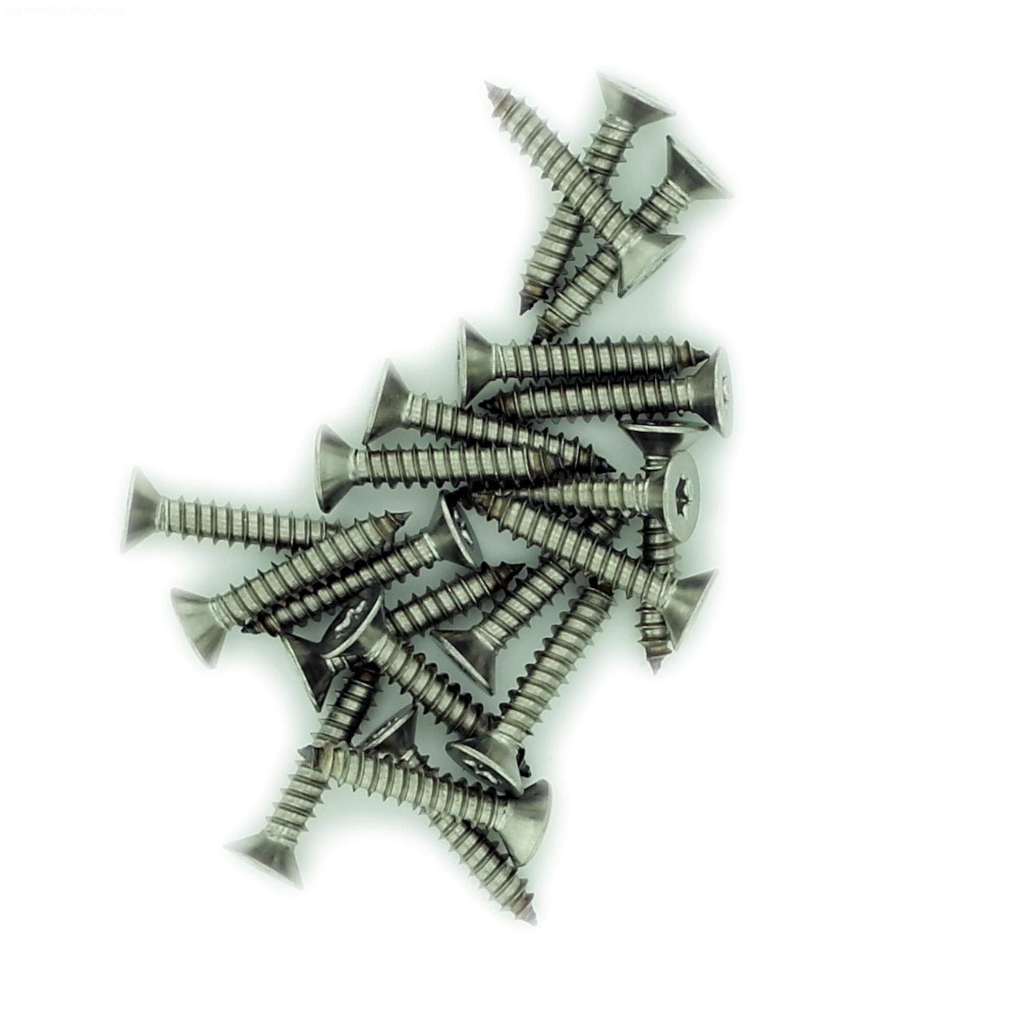 No.8 x 1.775 (4.2mm x 45mm) TX Countersunk Self-Tapping Screw - Stainless Steel (A2) (Pack of 20)