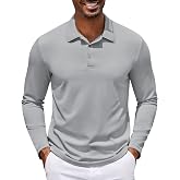 COOFANDY Men's Long Sleeve Polo Shirt Golf Lightweight Breathable Moisture Wicking Shirt for Business Casual Work Outdoor