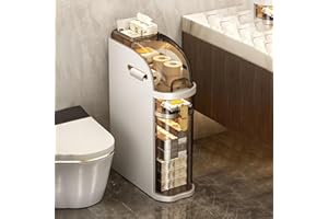 3 Tier Bathroom Floor Cabinet, with Clear Drawers and Casters Side Storage Organizer Cabinet for Bathroom Tiny Kitchen Laundr
