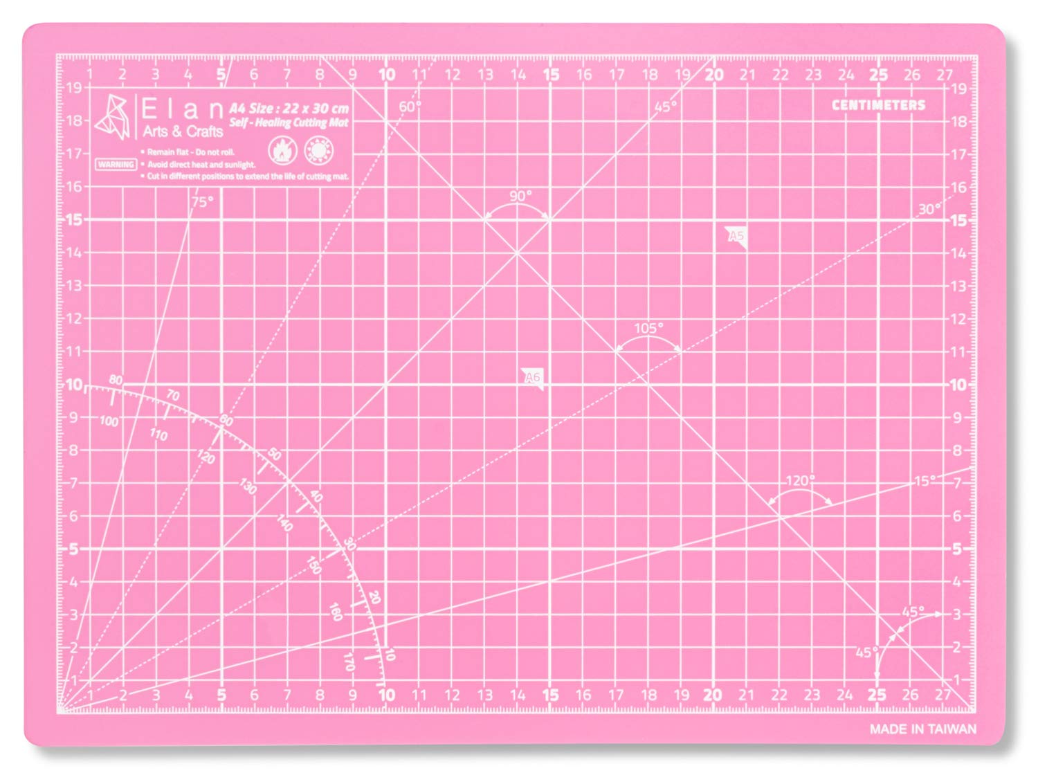 Elan A4 Cutting Mat Pink and Purple, 5-Ply Hobby Board for Crafts 30X22 CM, Self Healing Cutting Mat A4, Recycled PVC Craft Board for Sewing