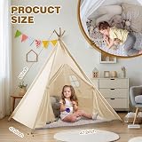 Wilwolfer Kids Teepee Tent Foldable Playhouse with 4 Poles White Canvas view 3