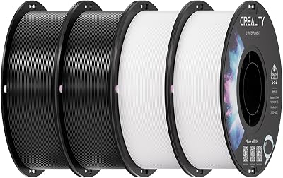 Filamento PETG 1.75mm, Eccellente Flessibilità e Durata, Precisione Dimensionale +/- 0.03mm, 4kg (8,8 libbre) per Stampanti 3D, PETG (Nero*2+Bianco*2)