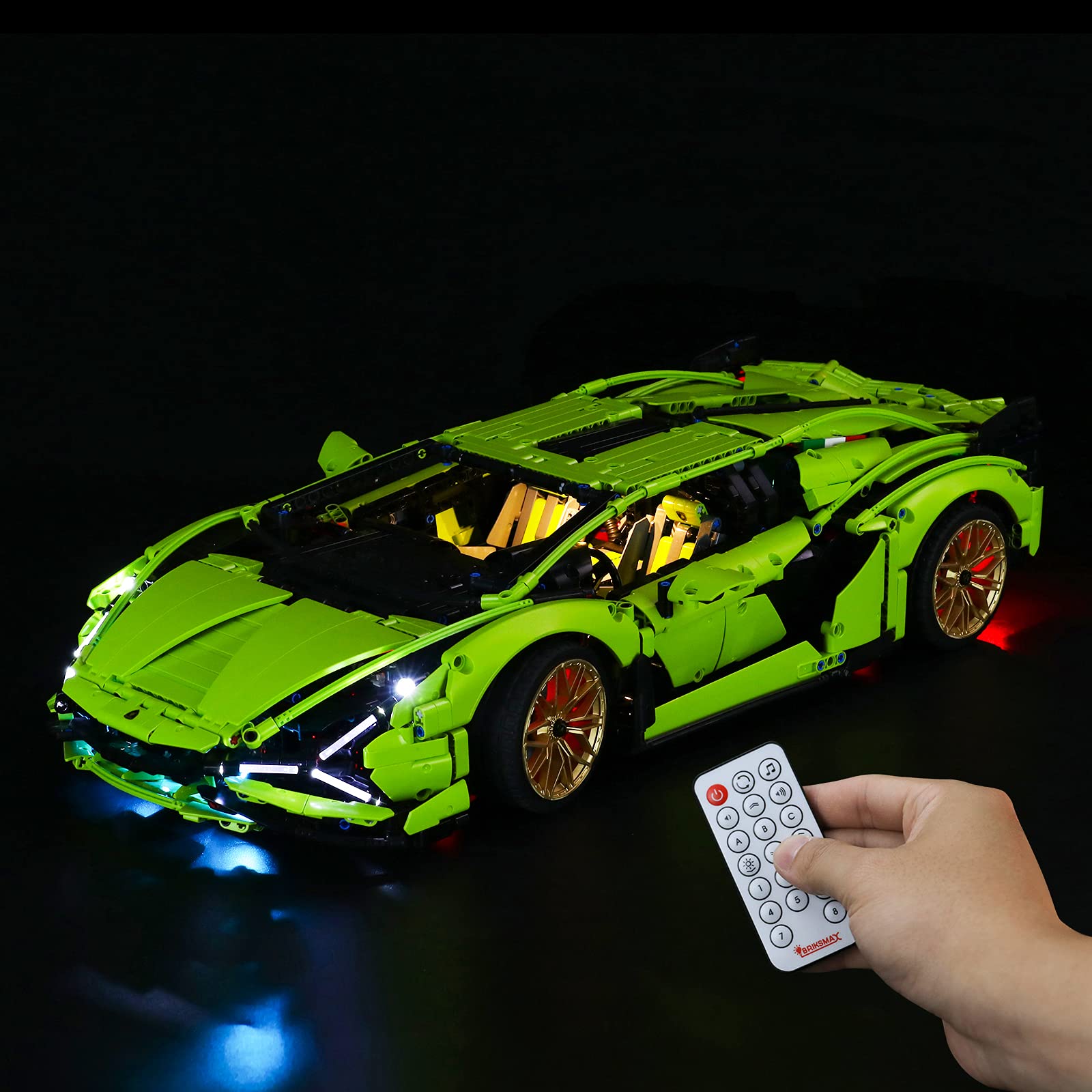 BRIKSMAX Led Lighting Kit with Multi-function Voice Control for LEGO Technic Lamborghini Sián FKP,Compatible with LEGO 42115 Building Blocks Model- Not Include the Lego Set (Remote Control Version)