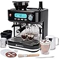 EspressoWorks Barista Pro Series Espresso Machine with Grinder, Steamer and LCD Display - Ready To Go In 60 Sec - 15-Bar Latte and Cappuccino Machine 30-Piece Bundle - Coffee Gifts (Black)