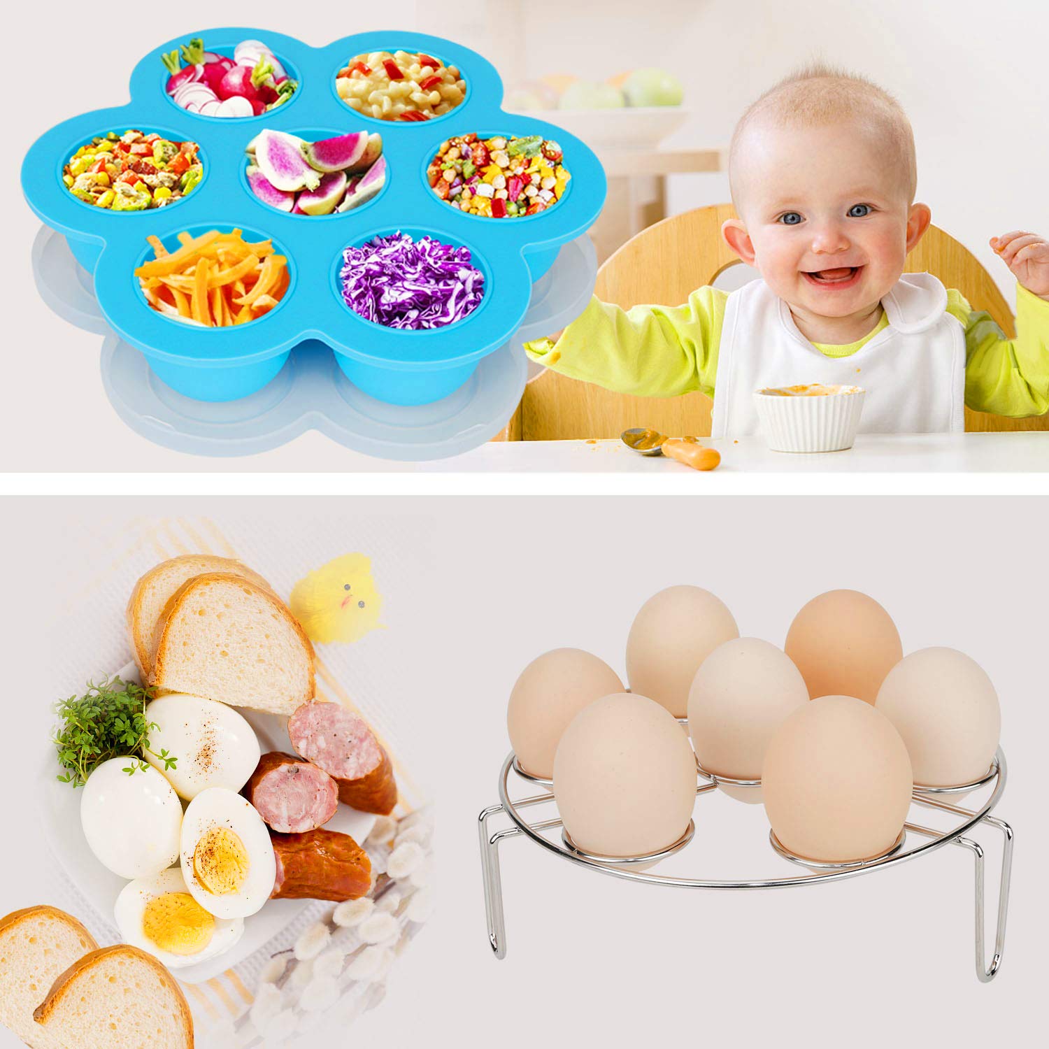 3-Quart-Accessories-Set with Tempered Glass Lid Sealing Rings Compatible with Instant Pot Mini 3, Including Steamer Basket Springform Pan Egg Rack Trivet for 3 Qt Instapot, Cookbook, Cover