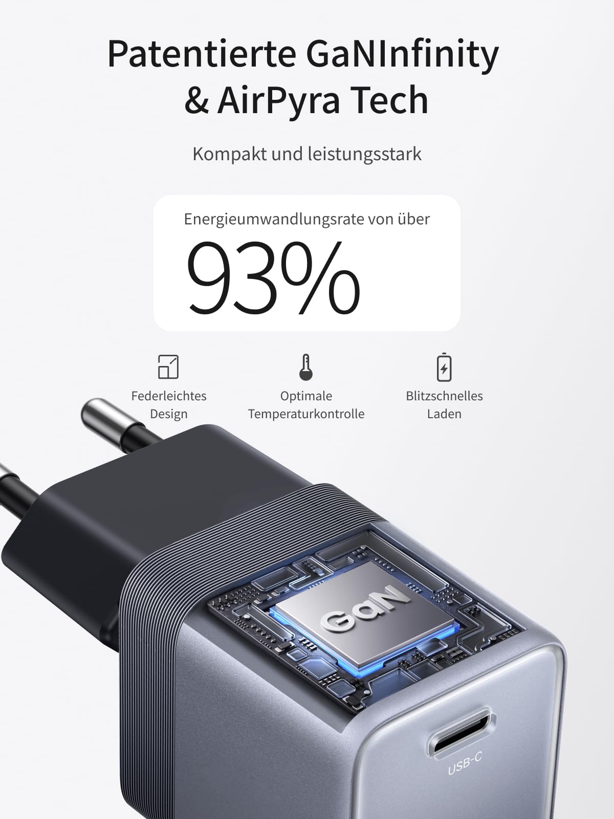 UGREEN Nexode Air 45W Mini USB-C Ladegerät, Ultrakompakter Netzteil 6