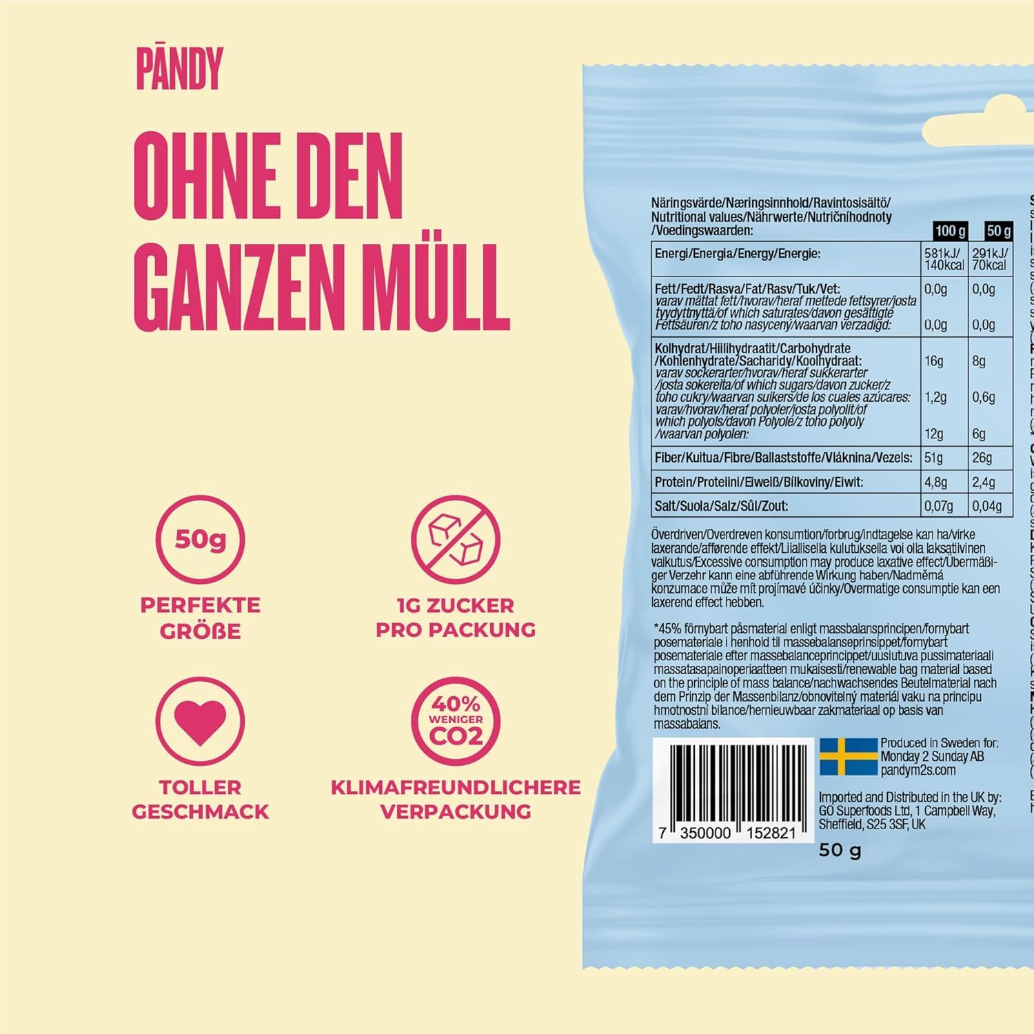 Pändy zuckerfreie Gummibärchen mit 100% Geschmack - 8x 50g Probierpaket - zuckerfreie Süssigkeiten (<1g Zucker) - glutenfreie Süßigkeiten ohne Zucker - kalorienarme, low carb, gesunde Snacks 2