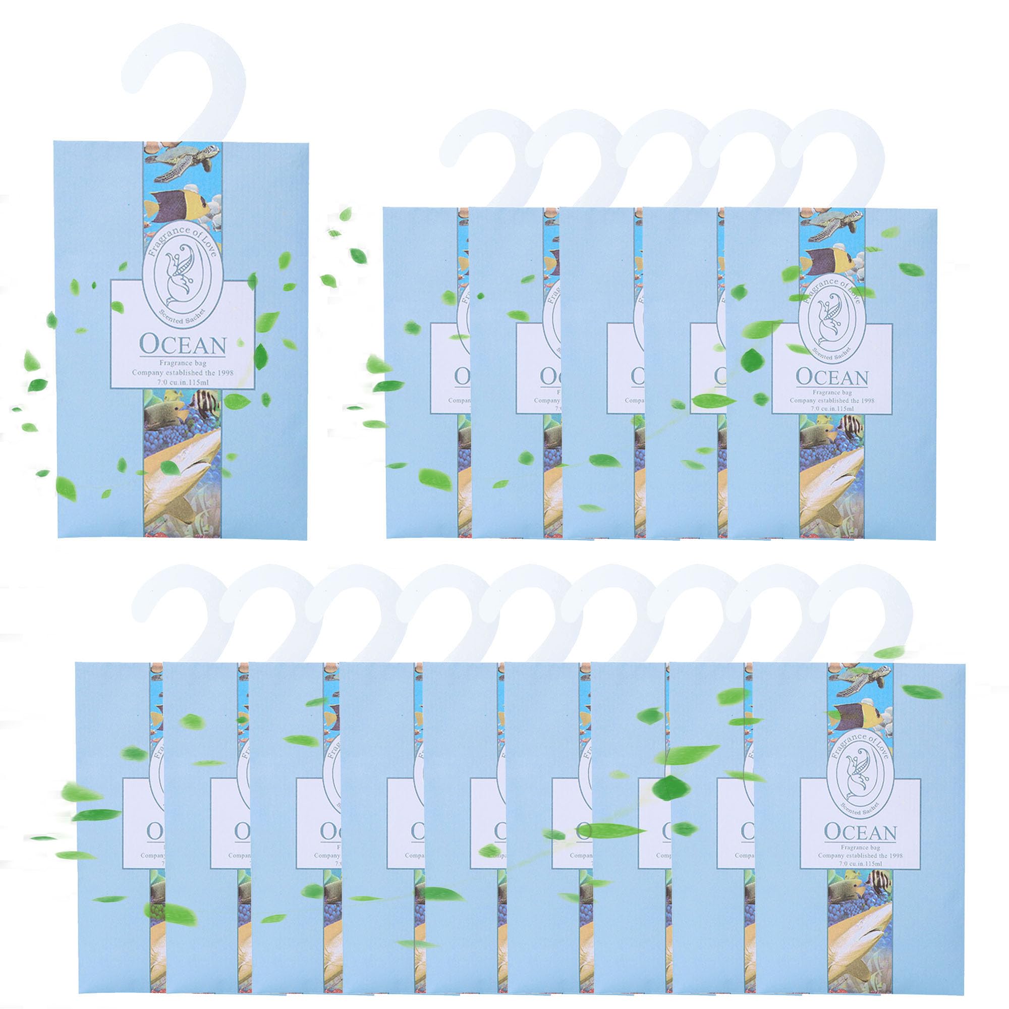 WDEC 15*20g Ocean Sachets With Hanging Sachets For Wardrobe Closet Room Wardrobe Bathroom Cart, Aromatherapy Bag, Natural Mothproof Agent, Lasting Fragrance