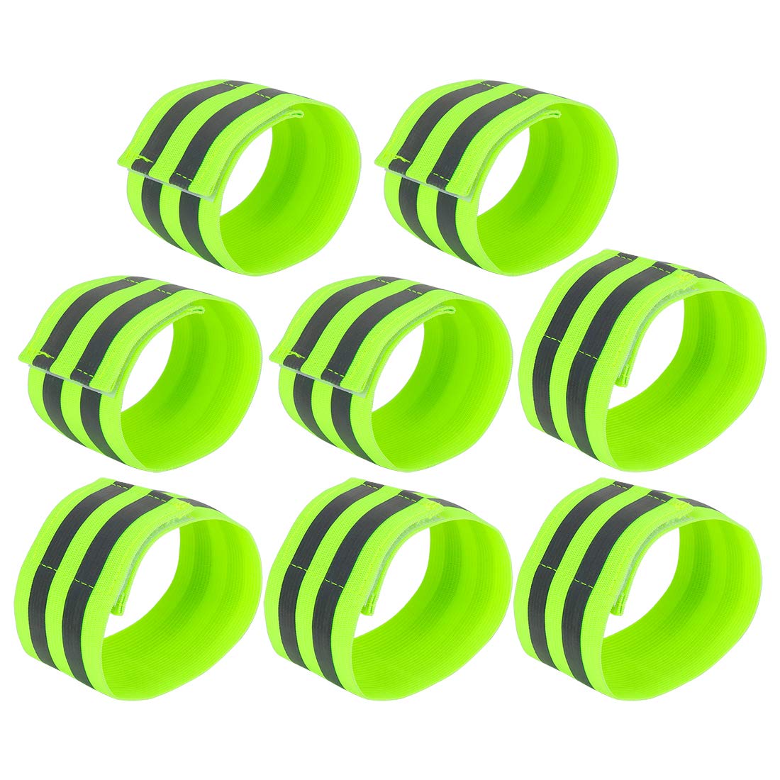 X AUTOHAUX 8pcs Reflective Bands for Wrist Ankle Riding Wristbands Slaps Green