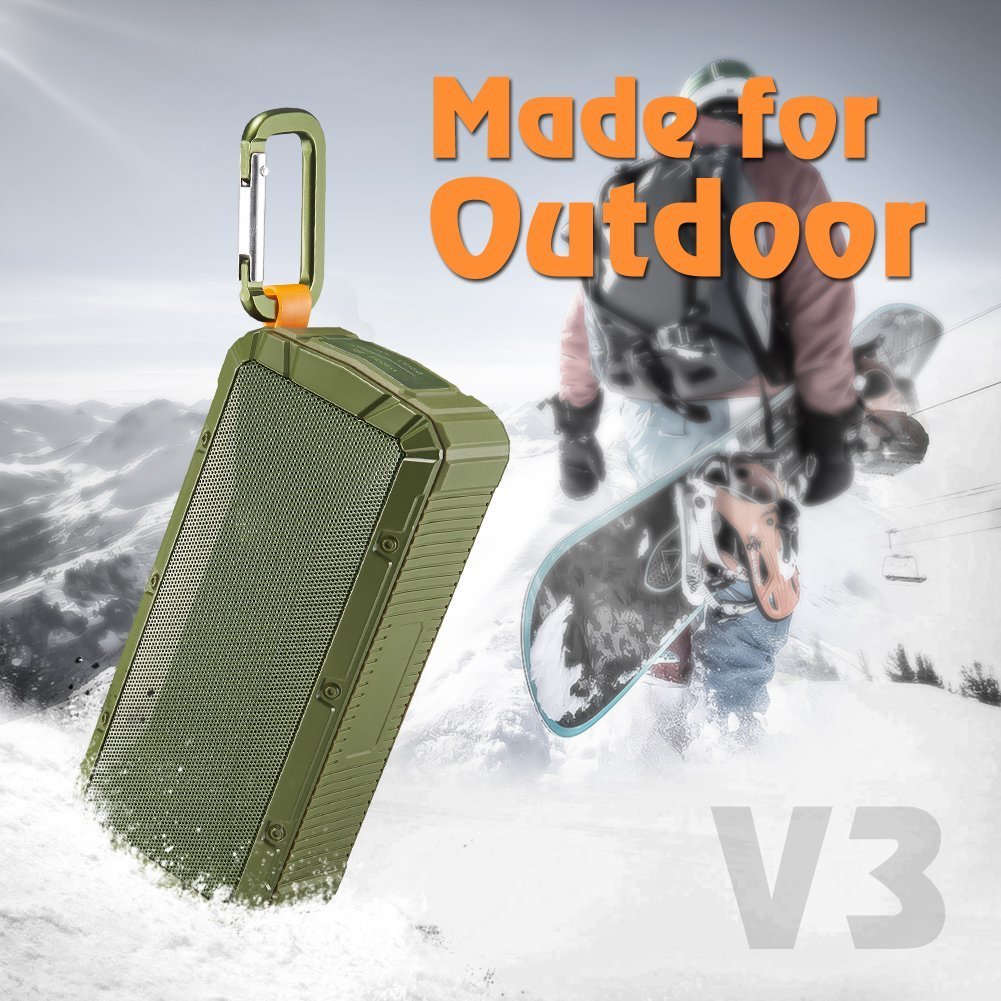 Portable Wireless Outdoor Bluetooth Speaker - IPX6 Waterproof Dual 10W Drivers, Enhanced Bass, Built in Mic,Water Resistant,Beach, Shower ,Home