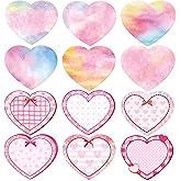 Qpout 24 Pack Heart Sticky Notes & Heart Shaped Post It Notes, Valentine's Day Gradient Memo Pads for Women Lover Mother, Office School Supplies (4x3 Inch)