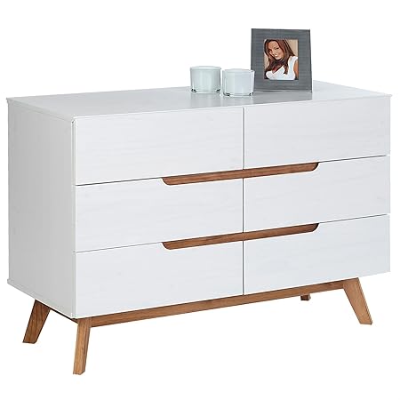 IDIMEX Kommode Schubladenkommode Tibor in nordischen Design, Sideboard Anrichte mit 6 Schubladen im skandinavischen Design, K
