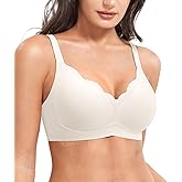 YEOREO Womens Wireless Bras Push Up Full Coverage Bra No Underwire Seamless Comfortable Scalloped Supportive Bralette