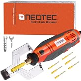 NEO-TEC Electric Chainsaw Sharpener Kit On-Saw Quick Sharpening Tool with Angle Guide 6 Titanium Diamond Bits Restores Dull Chains in Minutes for Forestry Professionals and DIY Yard Work