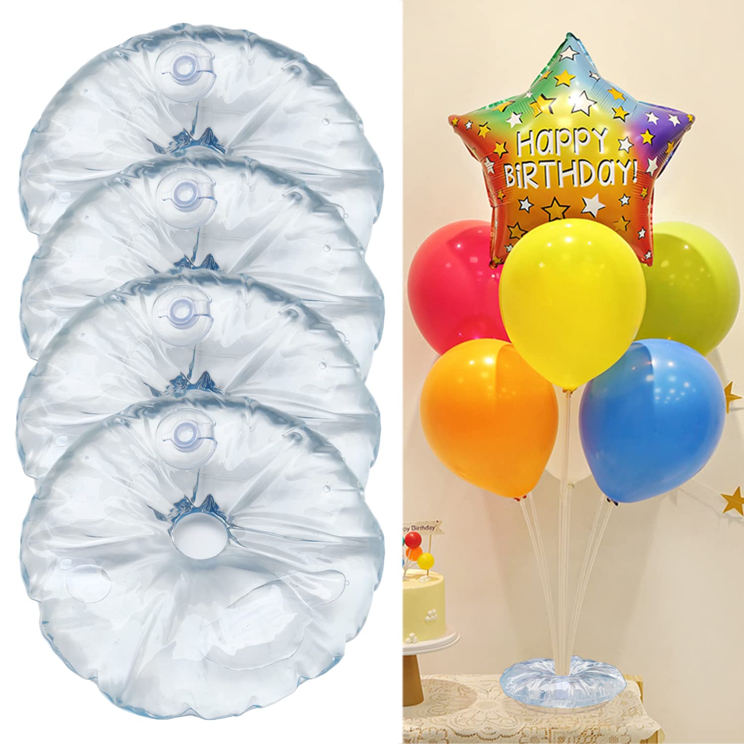 Photo 1 of Balloon Stand Base,4 Pack Reusable Weight Bearing Bag for Table Balloon Stand,3 Lb Max Each (Transparent)