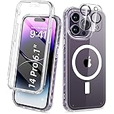 BANLEA Compatible with iPhone 14 Pro Case Clear, Built-in Screen Protector, with Camera Lens Protector, [Compatible with MagSafe] Full Body Phone Case, Magnetic Protective Cover for 14Pro 6.1" (Clear)