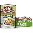 S&W Organic Canned Garbanzos, Chickpeas, Plant Protein and Fiber, Gluten Free, Vegan, Low Fat, Low Sodium, 12 Pack of 15.5 oz Cans, Canned Beans
