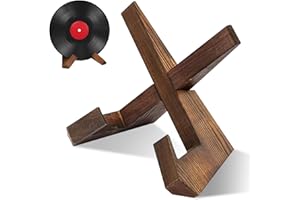 Now Playing Vinyl Record Stand - Wood Record Holder Display for LP Albums, Aesthetic Tabletop Vinyl Storage Shelf, Modern Mus