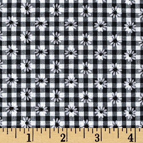 Woven 1/8'' Daisy Gingham Black Fabric