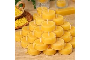 UGBEM 20 Packs Beeswax Tealight Candles Bulk,4 Hours 100% Pure Beeswax Tea Lights Candle in Clear Cup,Natural Scent Bees Wax Candles Small Smokeless Clean Burning Perfect for Home Decor for Party Christmas