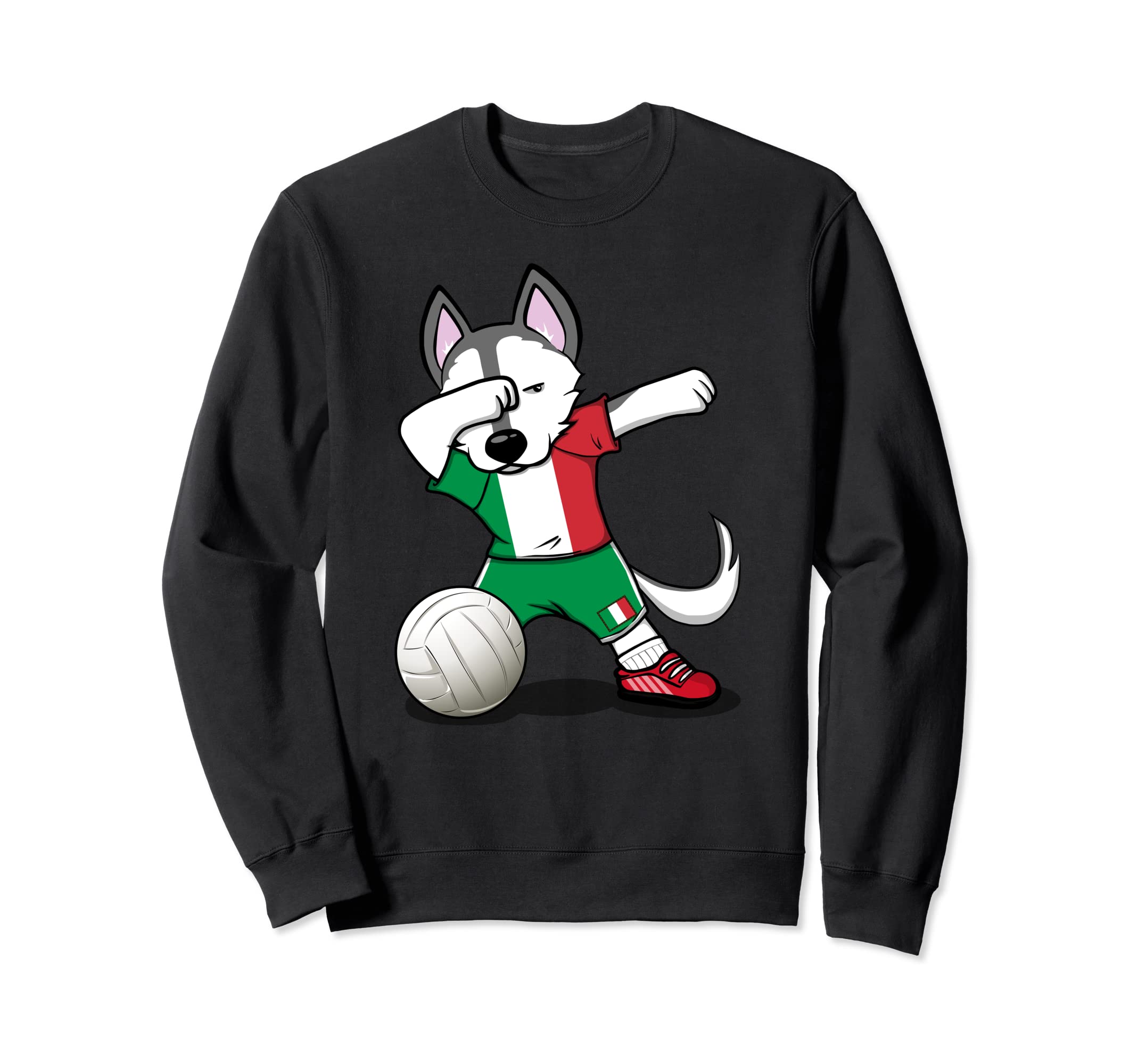 Dabbing Husky Italy Volleyball Fans Jersey - Italian Flag Sweatshirt