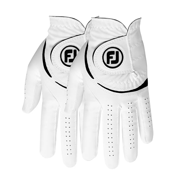 FOOTJOY MEN’S WEATHERSOF 2-PACK GOLF GLOVE, WHITE, X-LARGE, WORN ON LEFT HAND