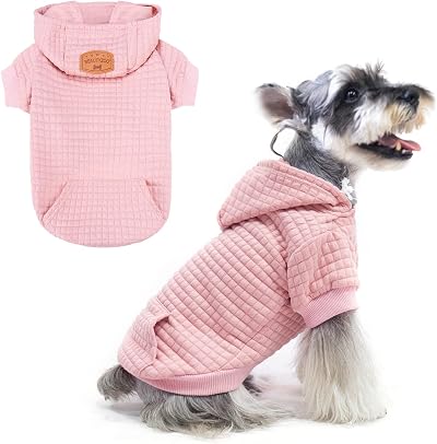 BEAUTYZOO Small Dog Hoodie Sweater with Pockets Leash Hole All Weather Coat