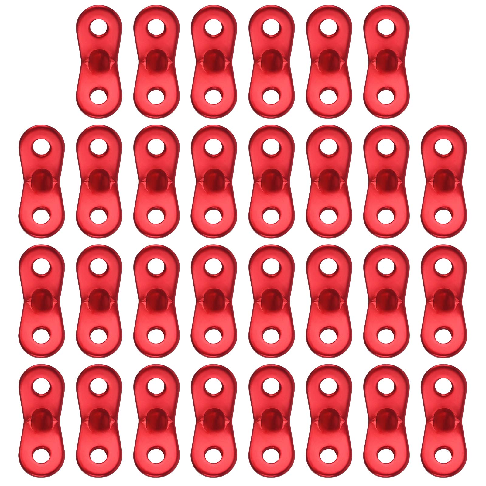 Jubaopen 30PCS Guy Rope Tensioners Aluminum Alloy Cord Adjuster Tensioners Rope for Outdoor Activity（Red）