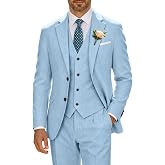 High-End Suits Retro Linen Suit for Men 3 Pieces Wedding Blazer Vest Pant | Slim Fit Suit For Beach Wedding, Business Casual, Prom &amp; Formal Events, Homecoming