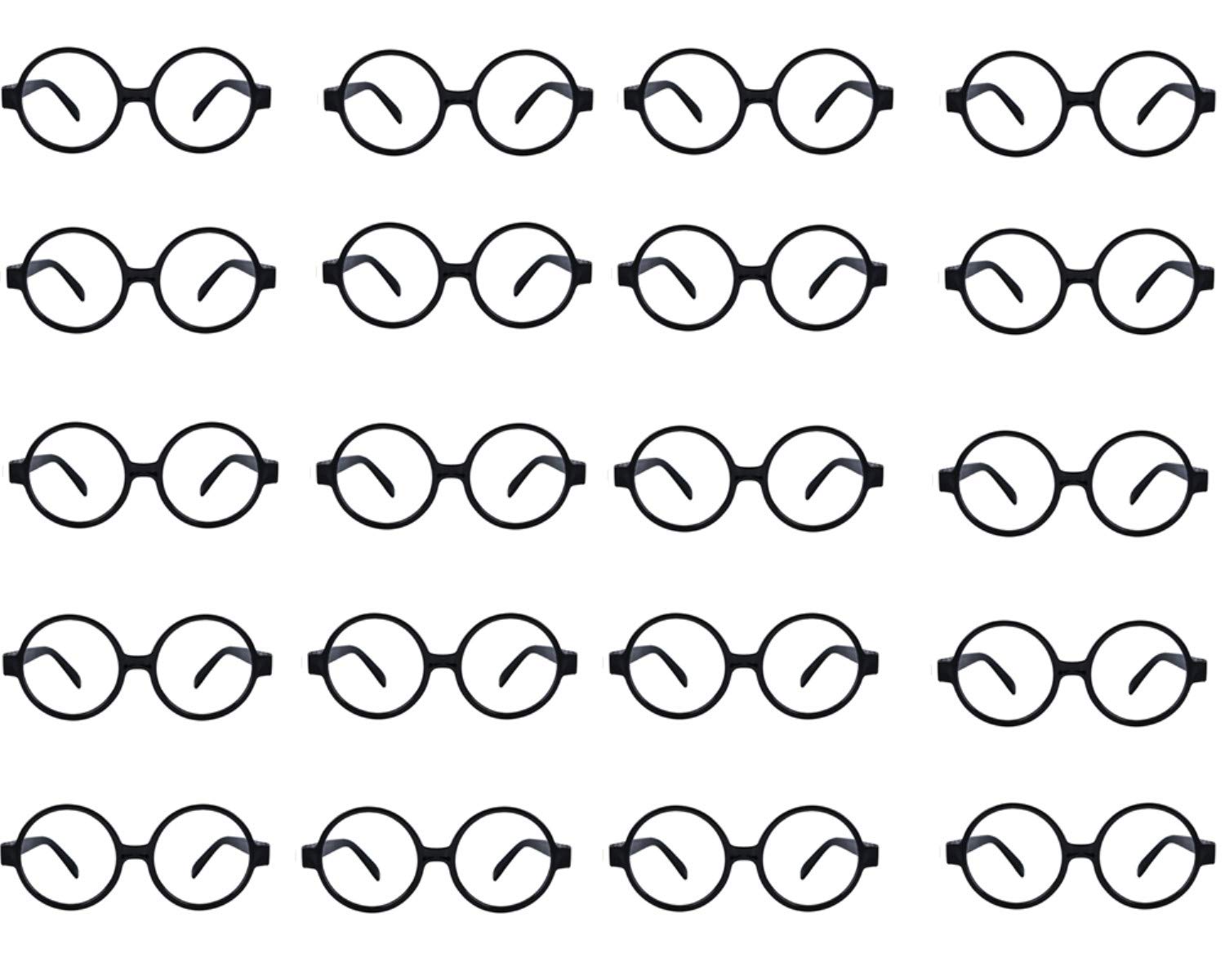 COSORO 20 Pcs Black Plastic Wizard Glasses Kids Round Glasses Frame No Lenses Eyeglasses Posing Props Costume,for Kids Favor Halloween,Harry Potter Costume Party Supplies Party Bag Fillers