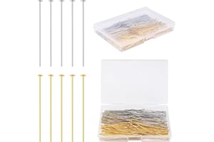 Yumttero 200 Pcs 50mm Straight Head Pins for Craft Earring Bracelet Necklace Pendant DIY Jewelry Making, Platinum & Gold Color