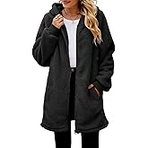 Yanekop Womens Oversized Sherpa Jacket Fuzzy Fleece Zip Up Jacket Warm Winter Coats Faux Fur Coat with Pockets