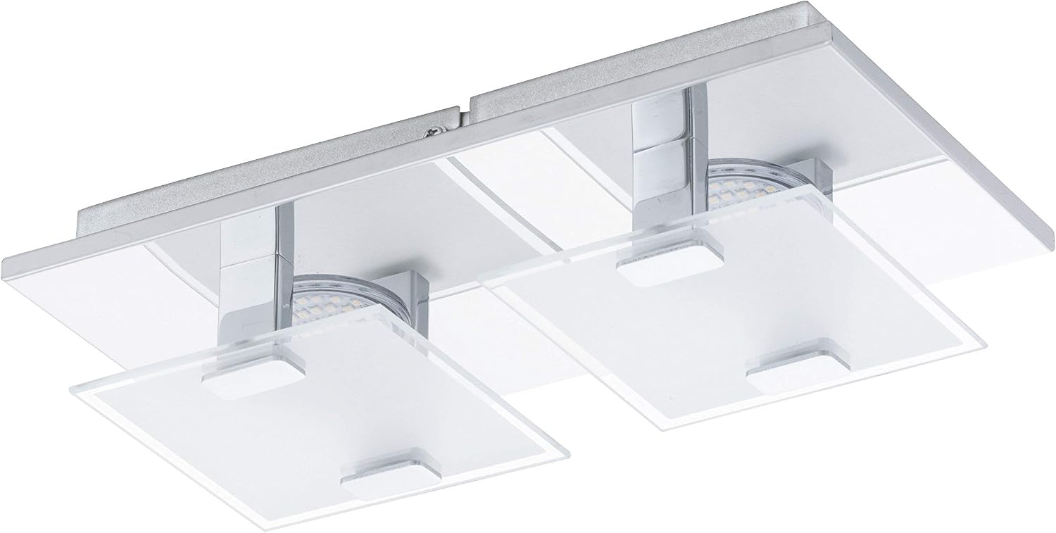 Eglo LED VICARO LED Wall and Ceiling Light WL/DL/3 Chrome/Frosted/Clear 93313 E, Chrome, White, Transparent