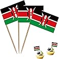 Kenya Toothpick Flag Republic of Kenya Small Mini Cocktail Fruit Cupcakes Toppers Food Stick Flags Decorations,100 Pack