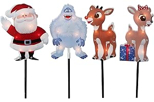 Northlight Set of 4 Pre-Lit Rudolph and Friends Christmas Pathway Markers - Clear Lights