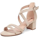 IDIFU Women's Block Low Chunky Heel Strappy Sandals Open Toe Ankle Strap Dress Wedding Evening Shoe for Women Bridal