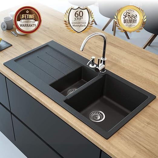 Black Kitchen Sink Lavello Decoro 150lt 39 Granite Sink Composite