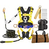 WLFY 50FT Roofer's Safety Bucket Kit &ndash; Upgrade Safety Harness, Roof Anchor, Reusable Roofing Knee Pads，and 50ft Vertical Lifeline Assembly, ANSI Compliant
