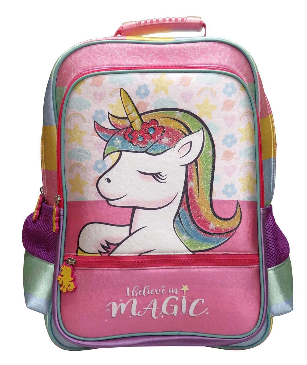 CYP Brands Backpack Adjustable Trolley Bag Unicorn by Bagoose Multicolor Pink Casual Backpack, Pink, Casual Backpack