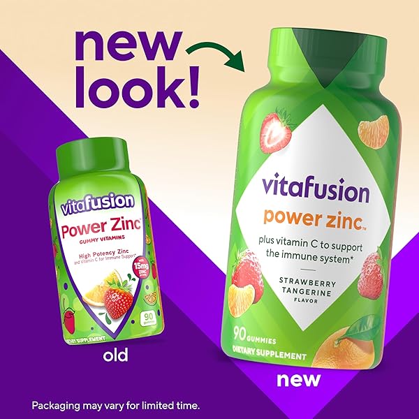 VITAFUSION POWER ZINC GUMMY VITAMINS, STRAWBERRY TANGERINE FLAVORED IMMUNE SUPPORT (1), 90 COUNT