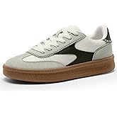 Vilanva Women's Fashion Sneakers Casual Tennis Shoes with Genuine Suede Classic Retro Gum Sole Walking Trendy Footwear