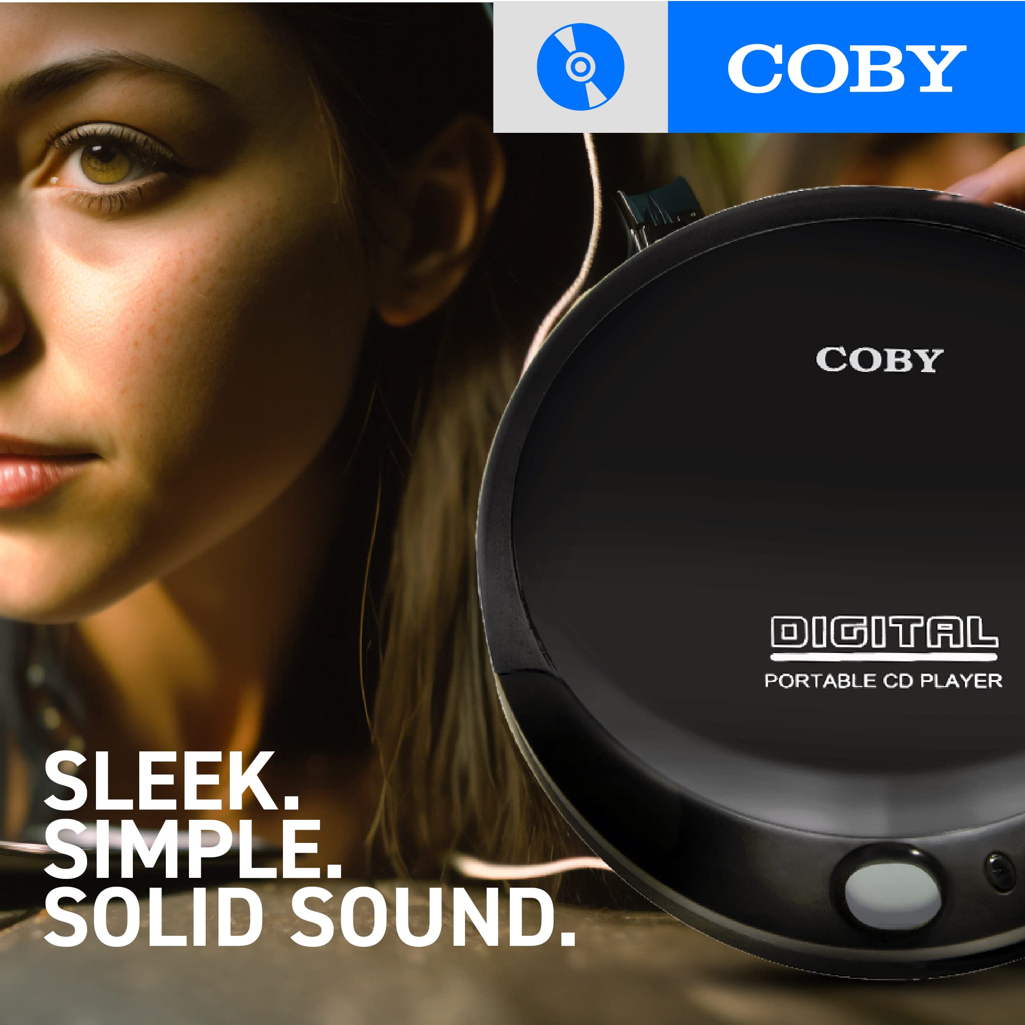 Coby Portable CD Player with MP3 Playback & FM Radio | Compact Disc Discman with 60-Sec Anti-Skip | Includes Foldable Headphones | Travel & Car CD Player for Home or On-The-Go Use